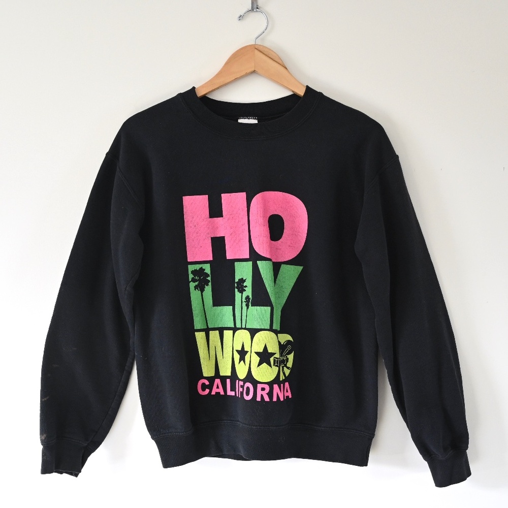 Vintage Air Waves Hollywood California Neon Lettering Sweatshirt Size Small